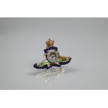 A 9ct yellow gold Royal Artillery sweetheart brooch, diamond set and with enamel decoration, 3.8g