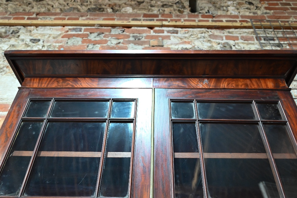 A Regency mahogany secrétaire library bookcase, the associated two door astragal glazed cabinet - Image 6 of 7