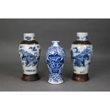 A pair of late 19th century Chinese blue and white Nanjing export baluster vases, Qing dynasty,