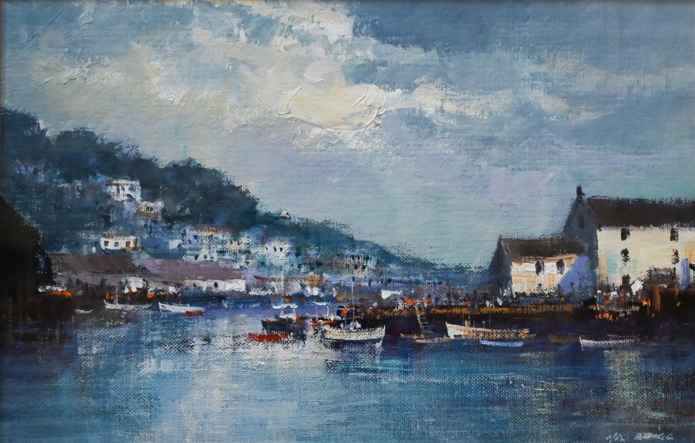 English school - Harbour view, Polperro, Cornwall, oil on canvas, signed lower right, 23 x 36 cm - Image 2 of 4