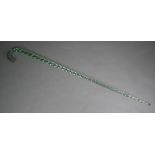 Victorian spiral green glass walking stick, 85cm