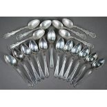 Set of twelve US Sterling 'Chester' pattern teaspoons, to/w six other teaspoons with scroll and