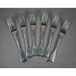 Set of six William IV silver table forks, William Johnson (probably), London 1832, 13oz