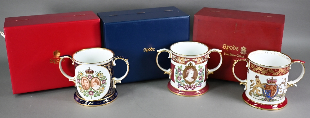 Three boxed Spode limited edition large Royal Commemorative loving cups - 1977 Silver Wedding 249/ - Image 2 of 5