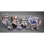 Graduated matched set of six 19th century Masons Ironstone jugs, 22-8 cm to/w three other 8cm jugs