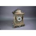 Japy Freres & Co, a French brass cased mantel/table clock, the 8-day twin drum movement striking