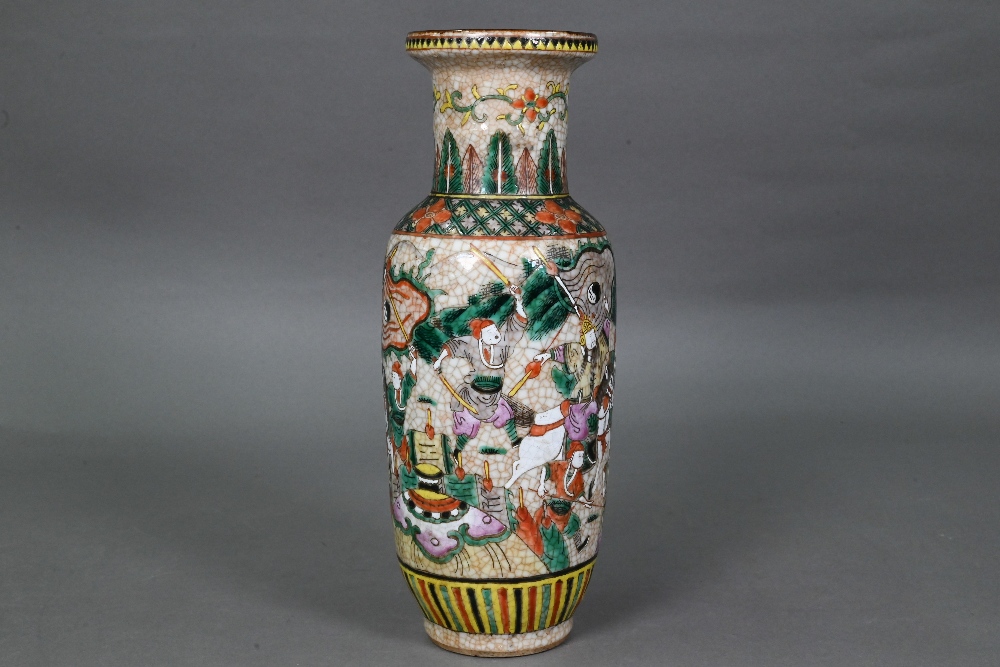 A late 19th or early 20th century Chinese famille rose rouleau vase, painted in polychrome enamels - Image 2 of 13