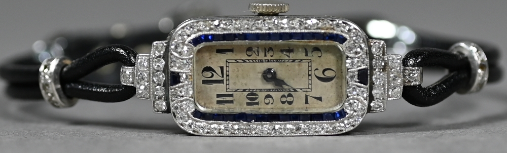 A lady's unmarked white and yellow metal Art Deco cocktail watch with 17-jewel Swiss movement and - Image 3 of 7