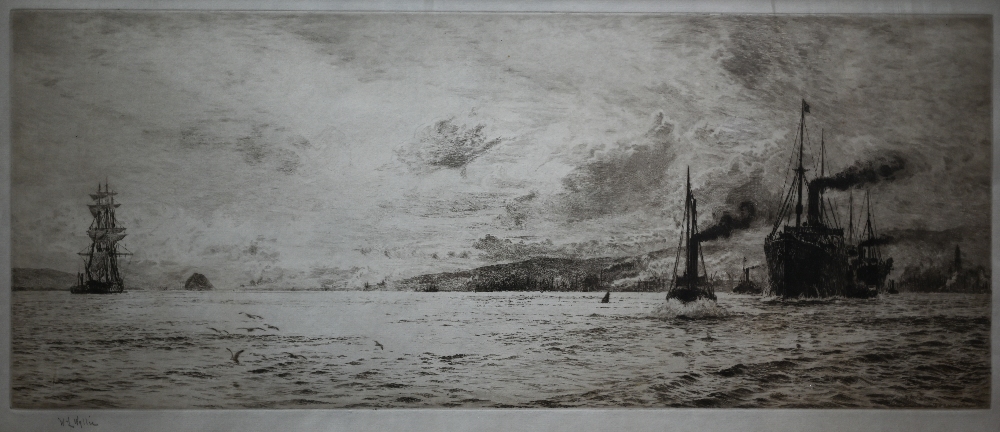 After William Lionel Wyllie (1851-1931) - 'Port Glasgow and Dumbarton Rock', etching, pencil - Image 2 of 6