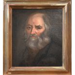 A late 17th/early 18th century portrait of an old man with beard, oil on canvas, 43 x 38 cm