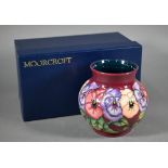 Moorcroft 'Pansies' cache-pot, designed by Rachael Bishop, 1993, 15 cm (boxed)