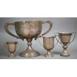 Seven various silver trophy cups - 18cm-4.5cm - 23.6oz total weight