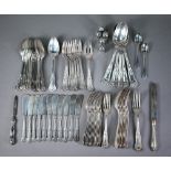 Five US Sterling small peppers, to/w a selection of US electroplated Kings pattern flatware by