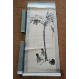 A 20th century hanging scroll painting, ink and watercolour on paper in the manner of Singaporean