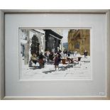 John Yardley (b 1933) - Coffee in The Square, Bath, watercolour, signed lower right, 24 x 34 cm