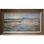 Gordon F Thomas - View of Mudeford, Dorset, oil on canvas, signed lower right, 39 x 74 cm
