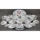 Quantity of  Dresden and Meissen outside-decorated dinner ware, with floral sprays, comprising; a
