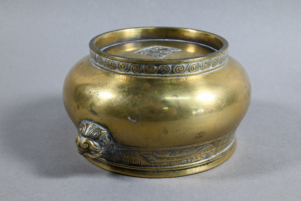 A 19th century Chinese bronze censer or incense burner of compressed globular form with cast - Image 7 of 8