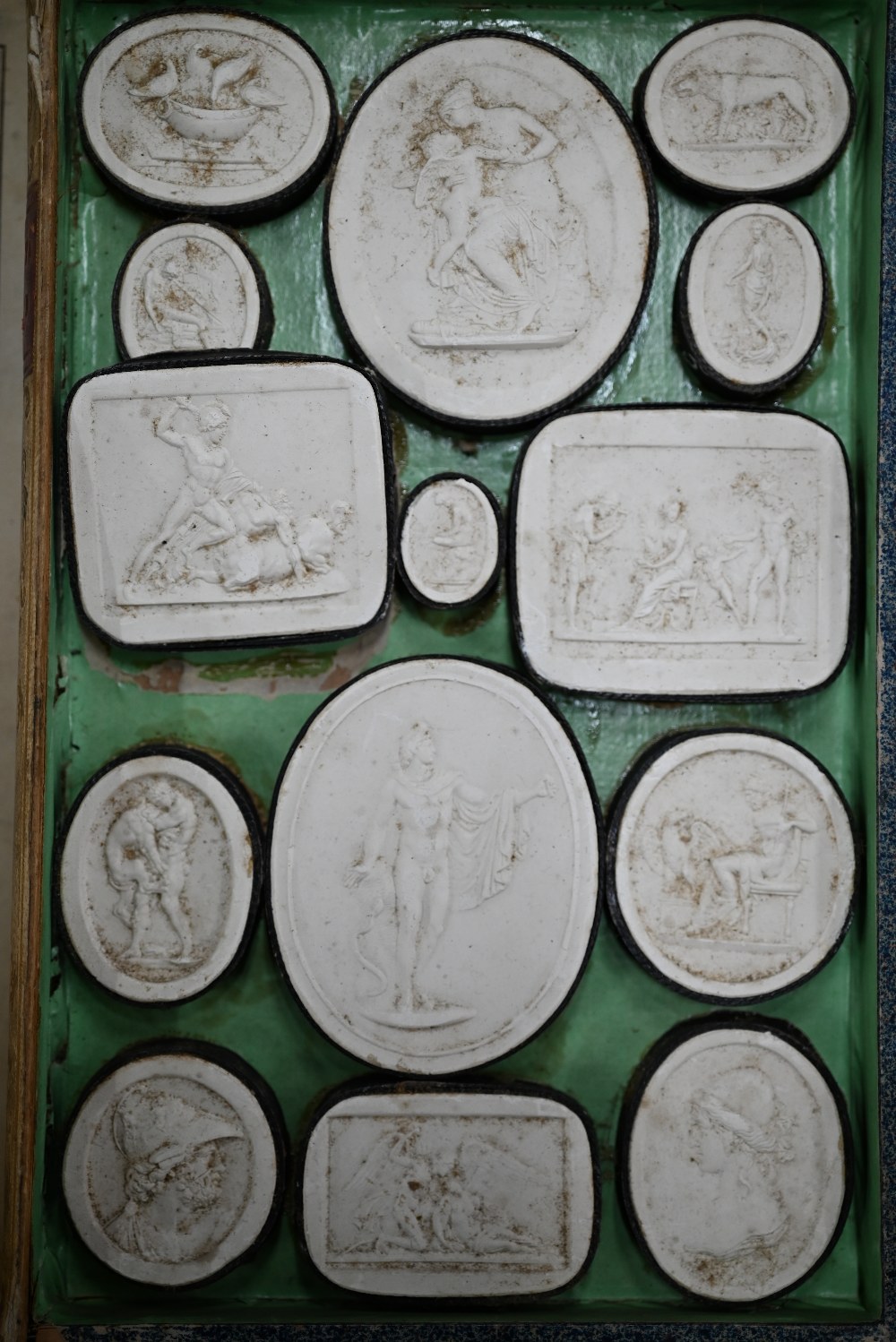Two early 19th century Grand Tour sets of cast plaster classical relief plaques, in book-form - Image 5 of 6