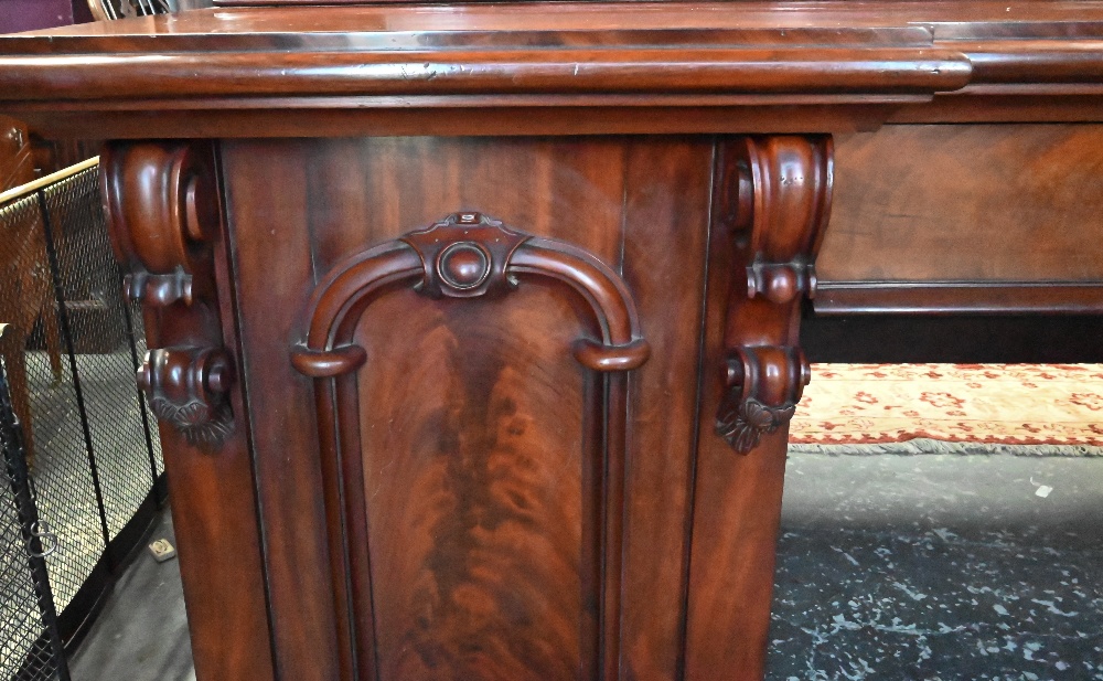 A large Victorian mahogany country house twin pedestal sideboard, the heavily moulded back over a - Image 7 of 7