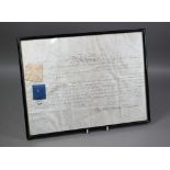 1841 parchment document, promoting an officer to Colonel (name indecipherable), later framed and