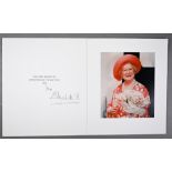 HM Queen Elizabeth the Queen Mother Christmas card with gilt cypher to cover, 1992, signed 'from