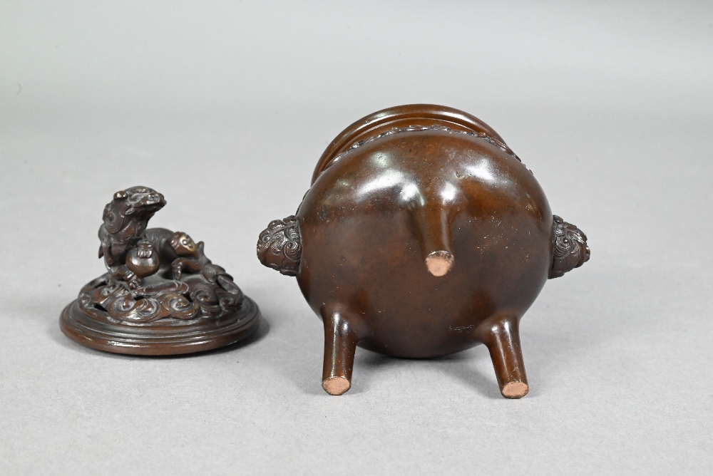 Four late 19th or early 20th century Japanese bronzes comprising a small baluster vase with flared - Image 5 of 12