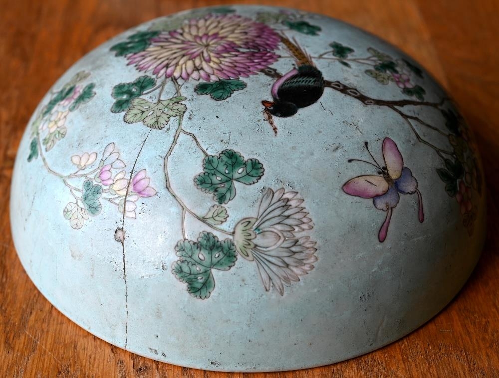 Japanese porcelain vase with floral painted decoration on a celadon ground, blue and white body - Image 13 of 18