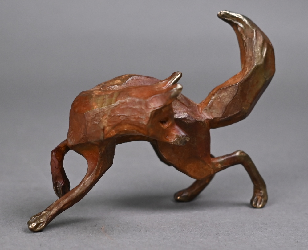 Michael Storey (b 1948) - brown-patinated bronze, 'Hunting Fox', signed, 7.5 x 10 cm - Image 2 of 5