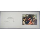 HM Queen Elizabeth II and HRH the Duke of Edinburgh Christmas card with gilt cypher to front, signed