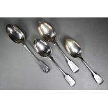 Two Victorian silver fiddle pattern tablespoons, Exeter 1839/67, to/w a George IV example London