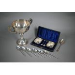 Silver trophy cup with twin handles - Crystal Palace Motorcycle Racing Club - The Newmarket Cup
