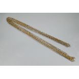 An unmarked yellow metal double guard chain, 52 cm long, 23.5g