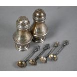 Set of four Victorian silver salt spoons with gilt bowls, on twist stems with Apostle finials,