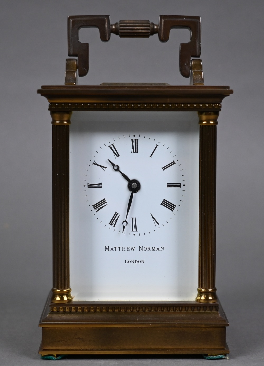 Matthew Norman, London, a Swiss made lacquered brass carriage clock, the single drum movement with - Image 2 of 6