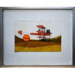 Charles Sutton (1929-2009) - Triplane, mixed media, signed lower left, 20.5 x 30 cm