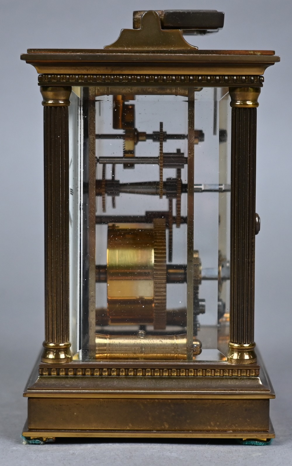 Matthew Norman, London, a Swiss made lacquered brass carriage clock, the single drum movement with - Image 6 of 6