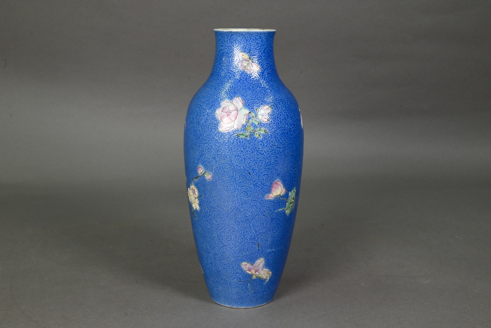 An early 20th century Chinese sgraffito blue ground vase, Republic period (1912-1949) the high - Image 3 of 11