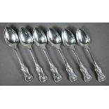 Newcastle assay: set of six early Victorian Kings pattern teaspoons, Lister & Sons, Newcastle