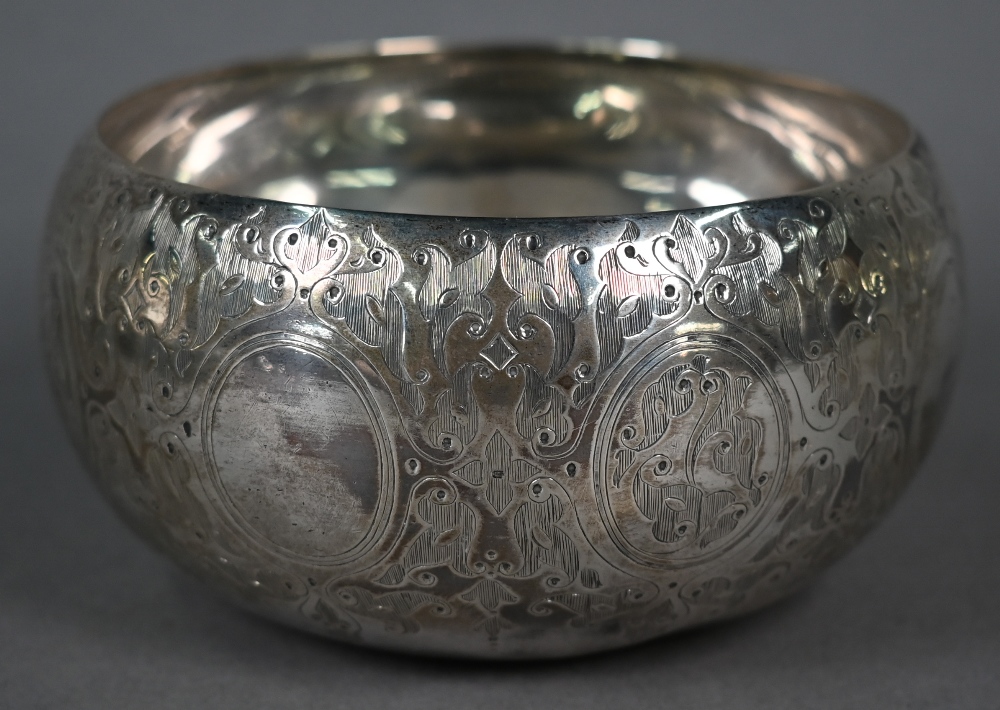 Engraved silver bowl, Martin, Hall & Co Ltd, Sheffield 1928, 11cm, to/w a pair of sauce ladles, - Image 6 of 6