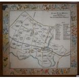 A 1940 petit point embroidery Estate Map - 'Itchen Stoke Manor 782 Acres Farmed and Owned by Hon