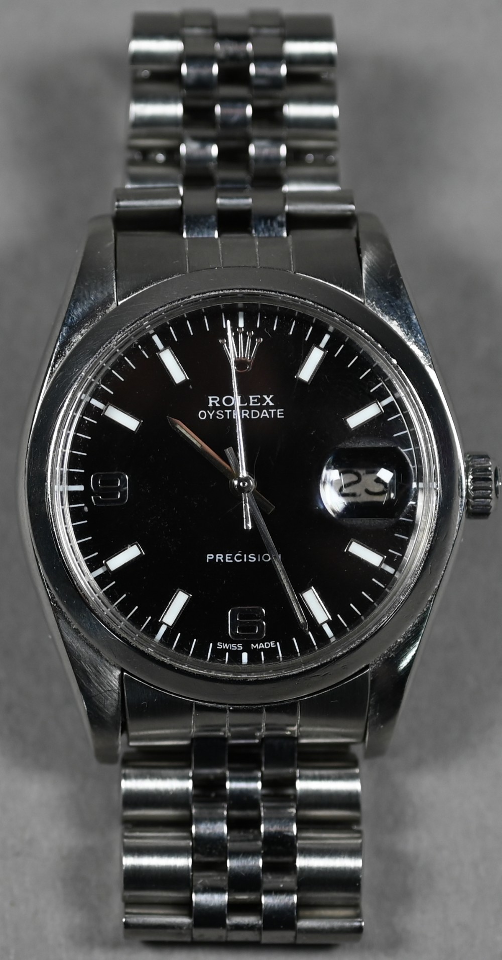 WITHDRAWN A gentleman's stainless steel Rolex Oysterdate Precision wristwatch with black dial - Image 2 of 5