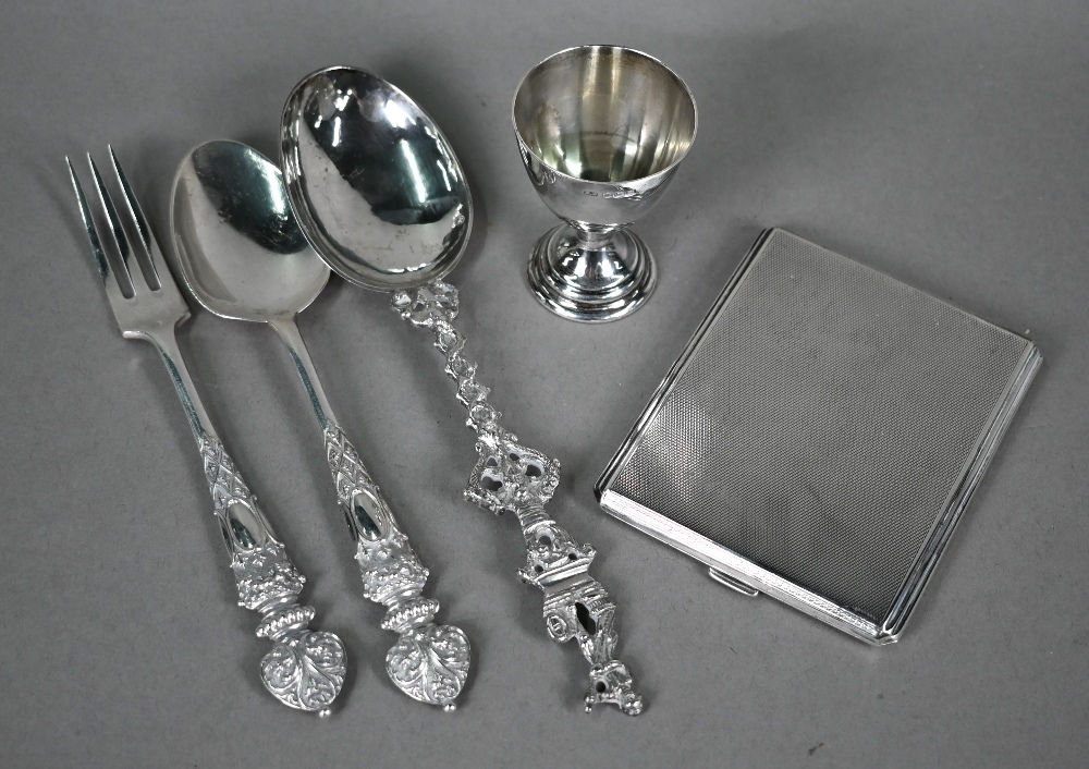 Victorian silver Christening spoon and fork with fine quality cast and chased handles, Martin,