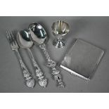 Victorian silver Christening spoon and fork with fine quality cast and chased handles, Martin,