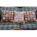 Three floral tile design cushions (3)