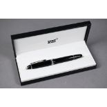 A Montblanc Meisterstuck Pix luxury rollerball pen, midsize height 14.4 cm, black precious resin