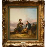 William Shayer Snr (1788-1879) - Fisherfolk on a beach, oil on canvas, signed lower right, 34 x 29