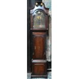 A George III 8-day mahogany and oak longcase clock, with engraved roman numeral brass dial and