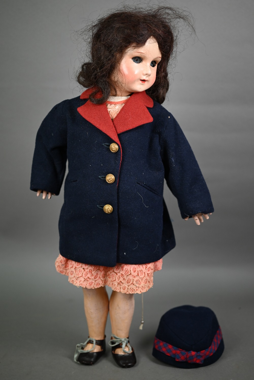 A 1920s composite girl-doll, dressed in tailored Naval jacket. 59 cm - Image 3 of 4