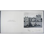 HM Queen Elizabeth II and HRH the Duke of Edinburgh Christmas card with two gilt cyphers to front,